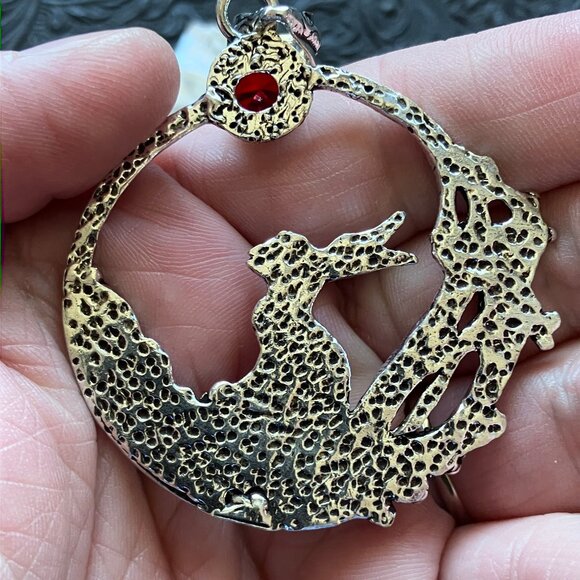 Bunny Rabbit with a Garnet Moon or Sun Crystal Pendant - Picture 4 of 6